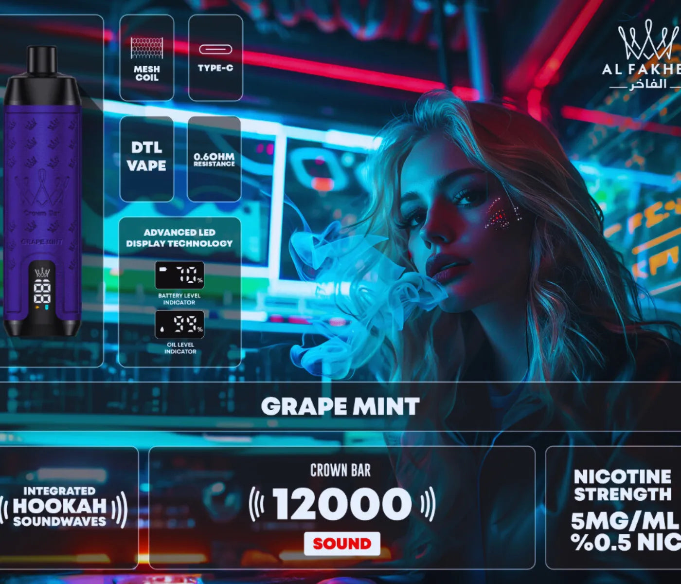 Al Fakher Crown Bar 12000 Puffs Sound Disposable Vape