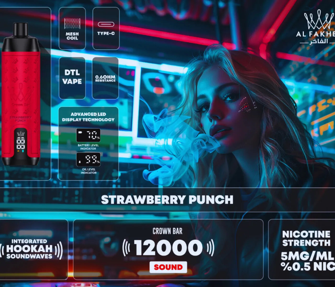 Al Fakher Crown Bar 12000 Puffs Sound Disposable Vape