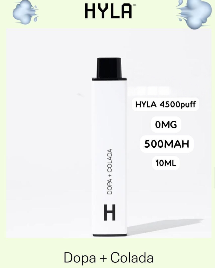 Hyla Dopa Disposable 4500 Puffs Nicotine Free Rechargeable Vape In Dubai