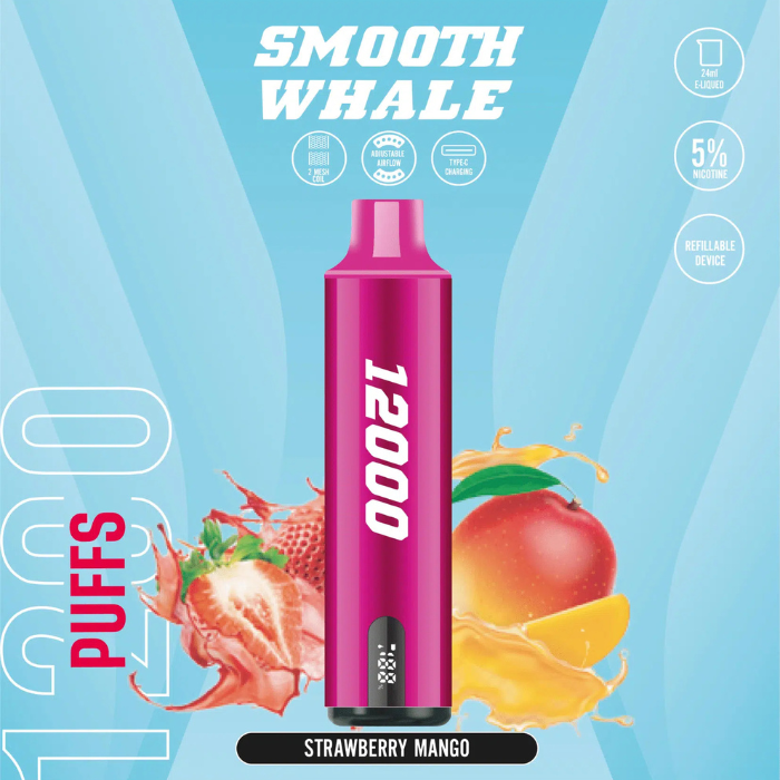 SMOOTH Whale Disposable 2% & 5% 12000 Puffs Rechargeable Vape in Dubai