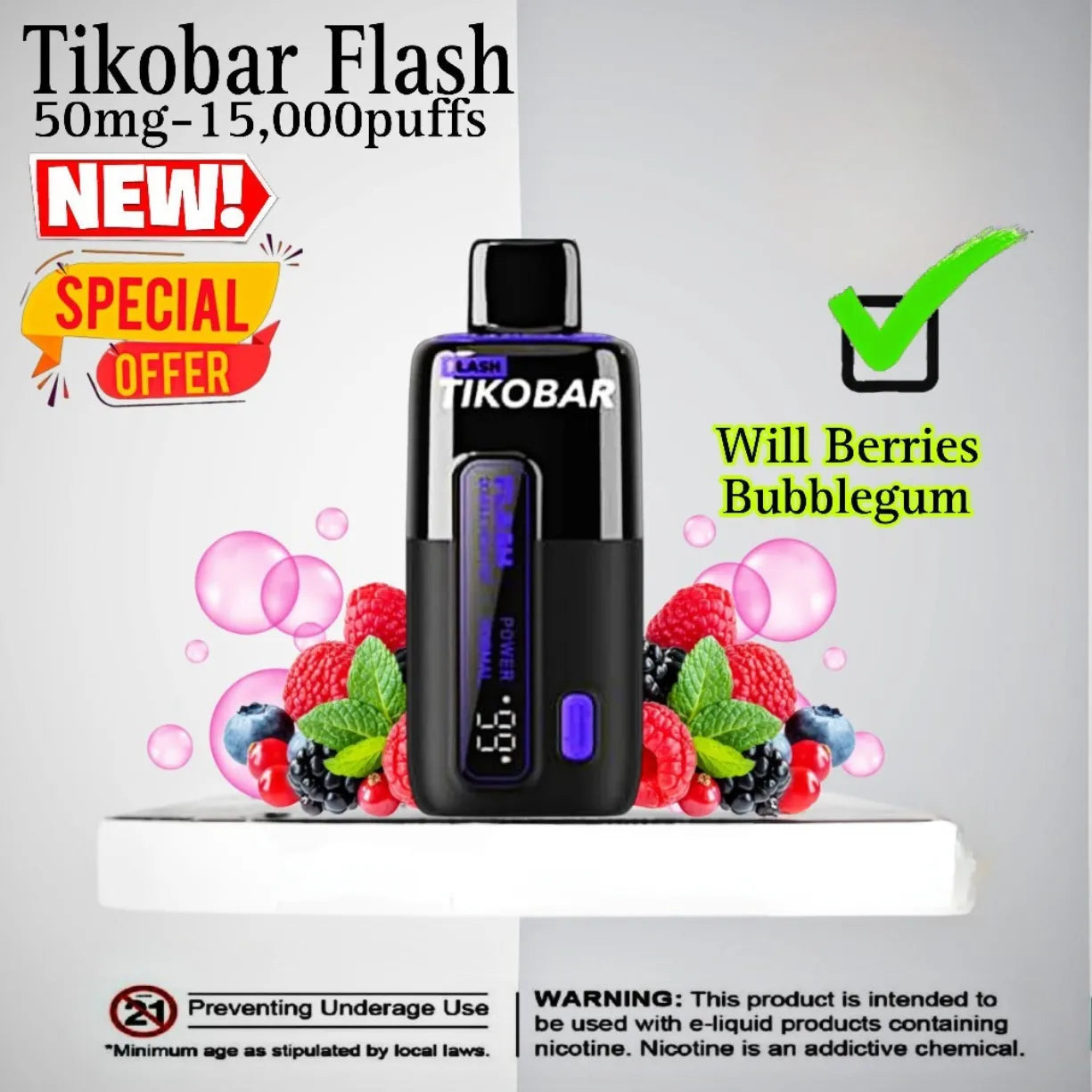 TIKOBAR Flash 15000 Puffs Best Disposable Vape