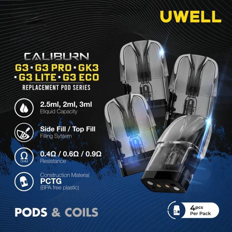 UWELL-Caliburn-G3_-pro_G3-eco_G3-lite_GK3-Pods-2.5ml-Replacement-Pod-Cartridge-in-Dubai-UAE
