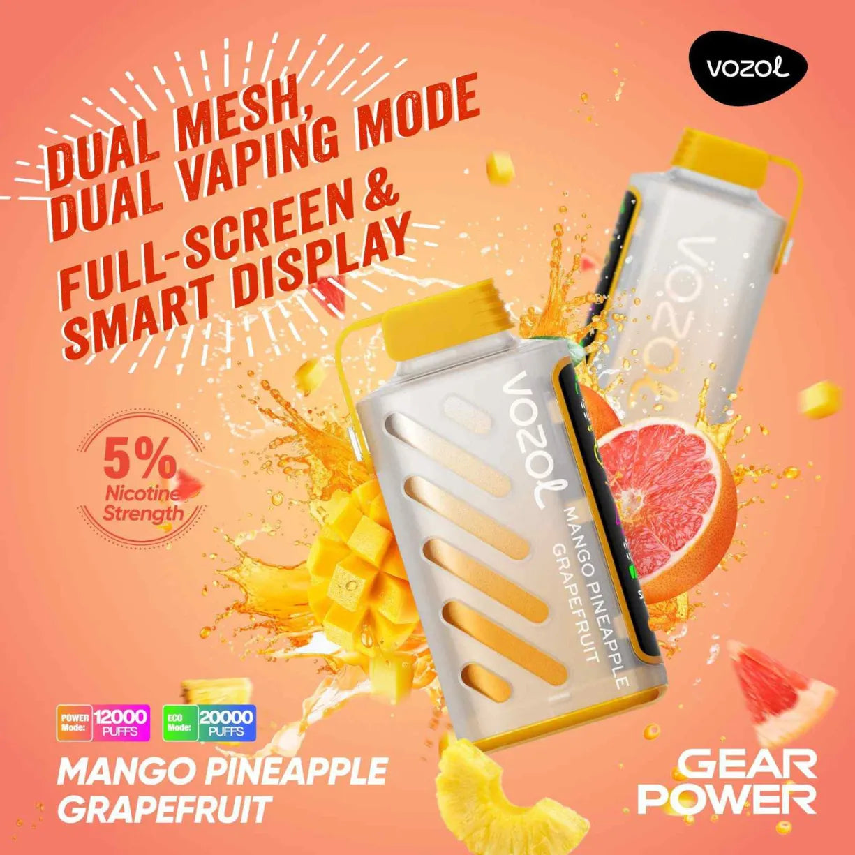VOZOL Gear Power 20000 Puffs Dual Mode Disposable Vape