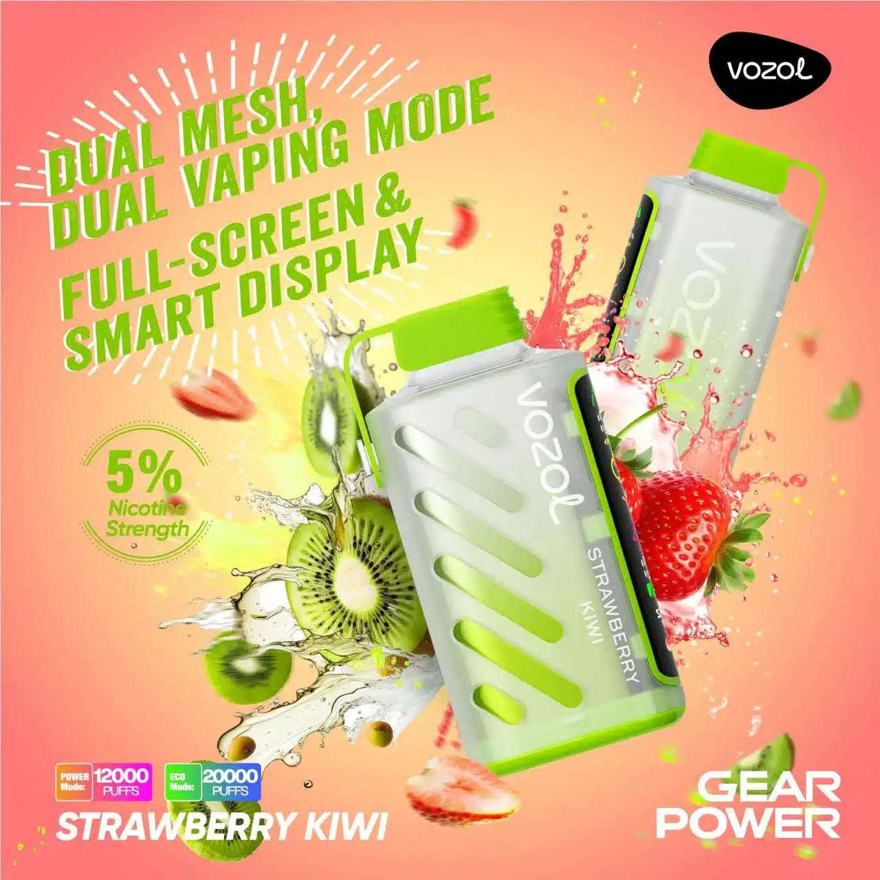 VOZOL Gear Power 20000 Puffs 50mg Dual Mode Disposable Vape in Dubai
