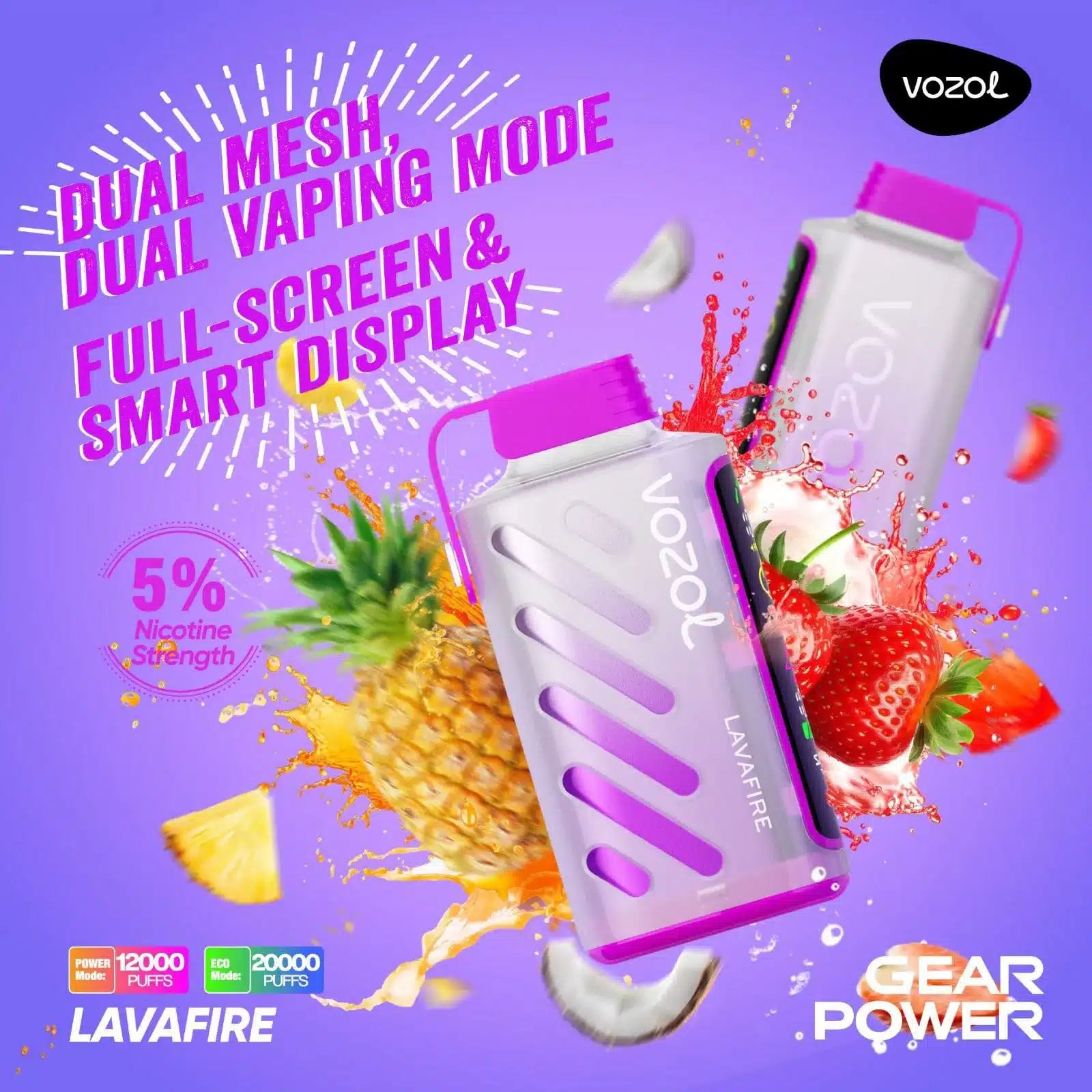 VOZOL Gear Power 20000 Puffs 50mg Dual Mode Disposable Vape in Dubai