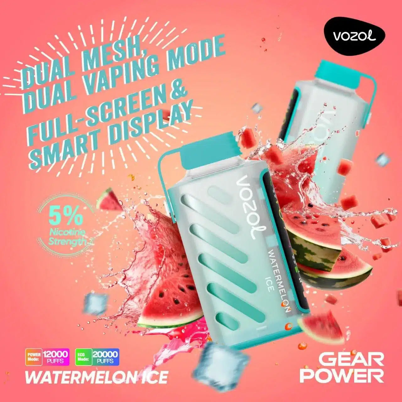 VOZOL Gear Power 20000 Puffs 50mg Dual Mode Disposable Vape in Dubai