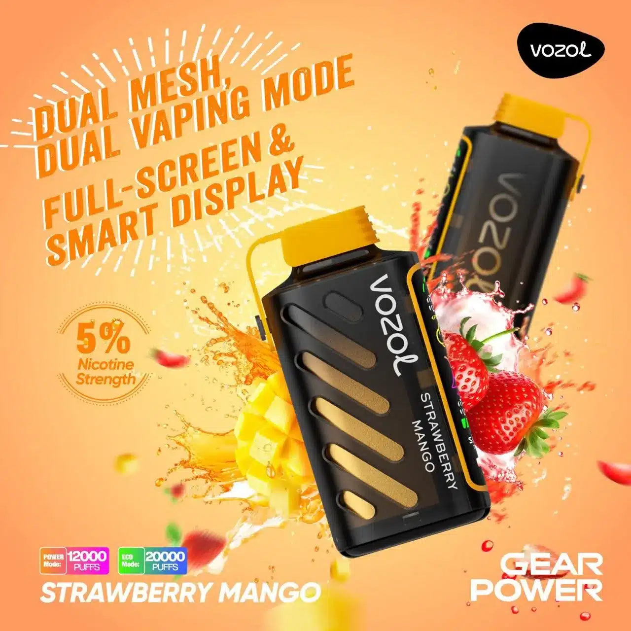 VOZOL Gear Power 20000 Puffs 50mg Dual Mode Disposable Vape in Dubai