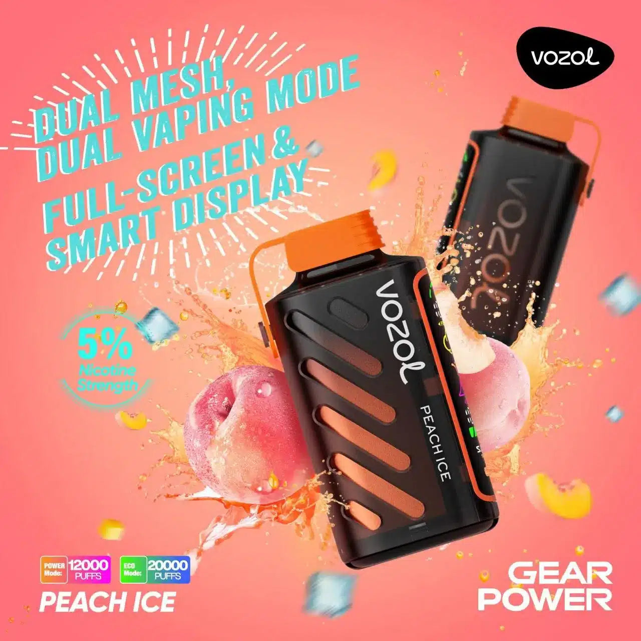 VOZOL Gear Power 20000 Puffs 50mg Dual Mode Disposable Vape in Dubai