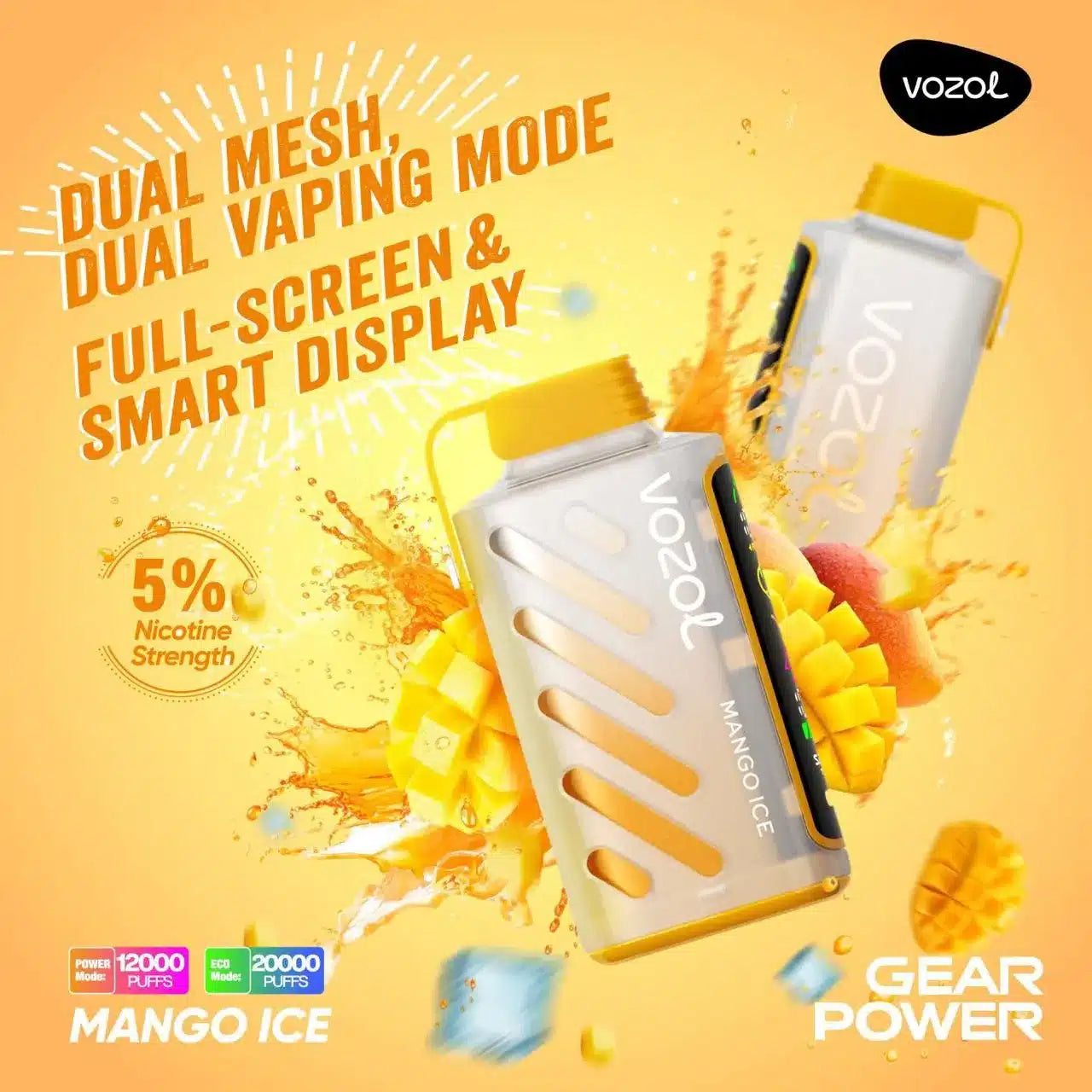 VOZOL Gear Power 20000 Puffs 50mg Dual Mode Disposable Vape in Dubai