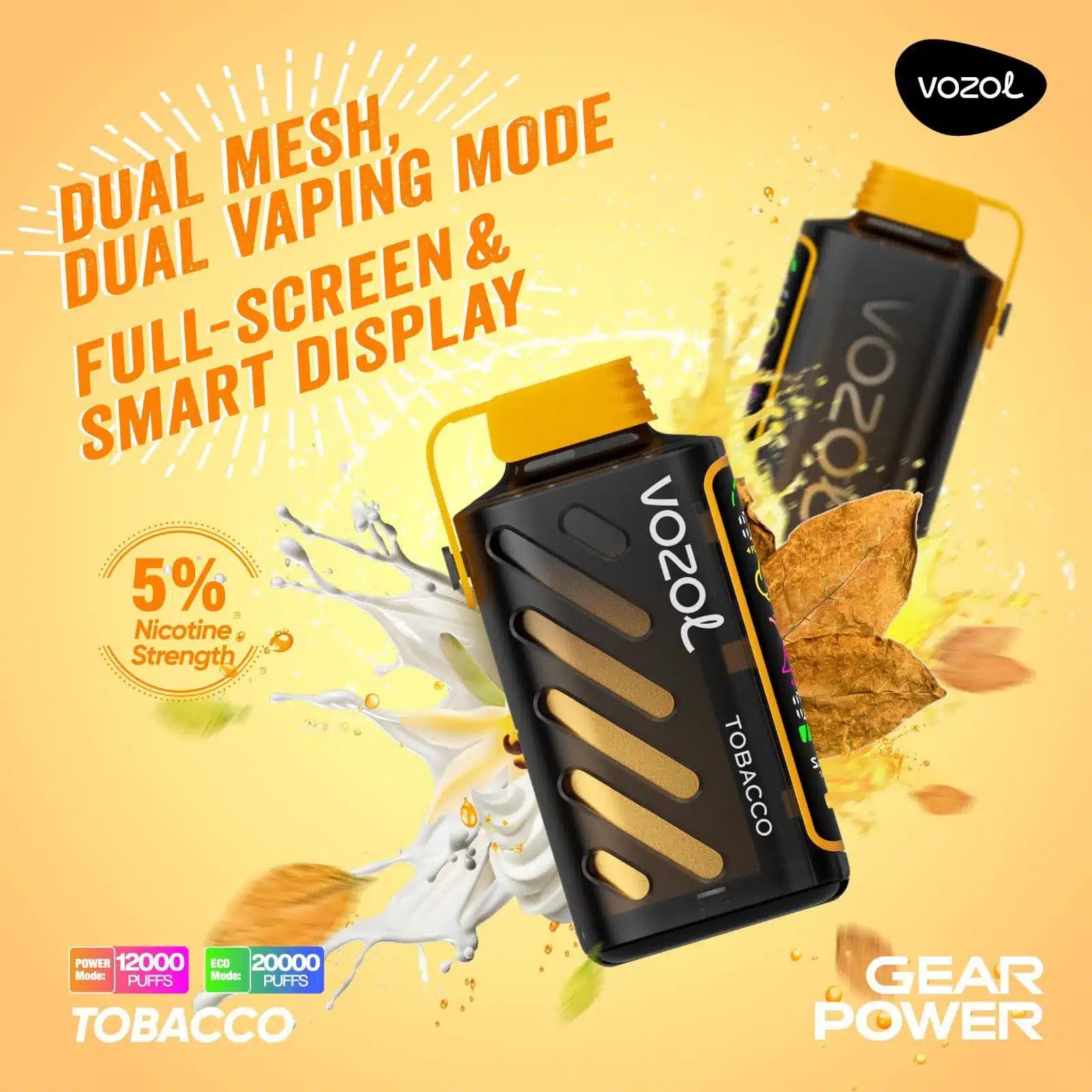 VOZOL Gear Power 20000 Puffs 50mg Dual Mode Disposable Vape in Dubai