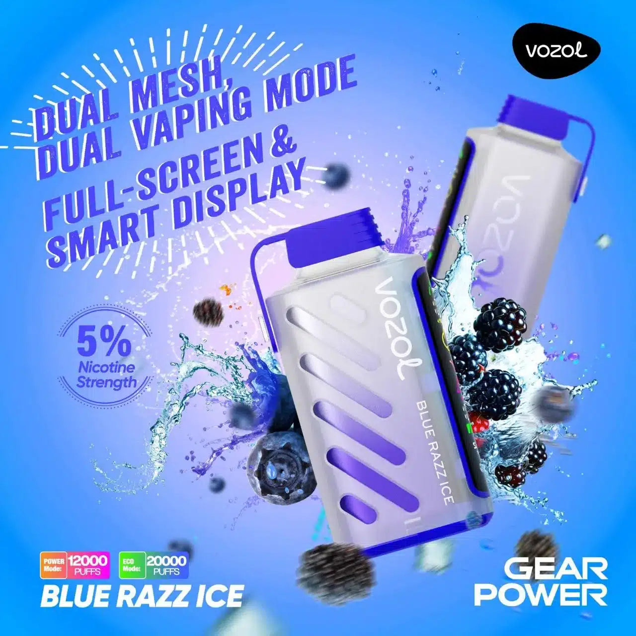 VOZOL Gear Power 20000 Puffs 50mg Dual Mode Disposable Vape in Dubai