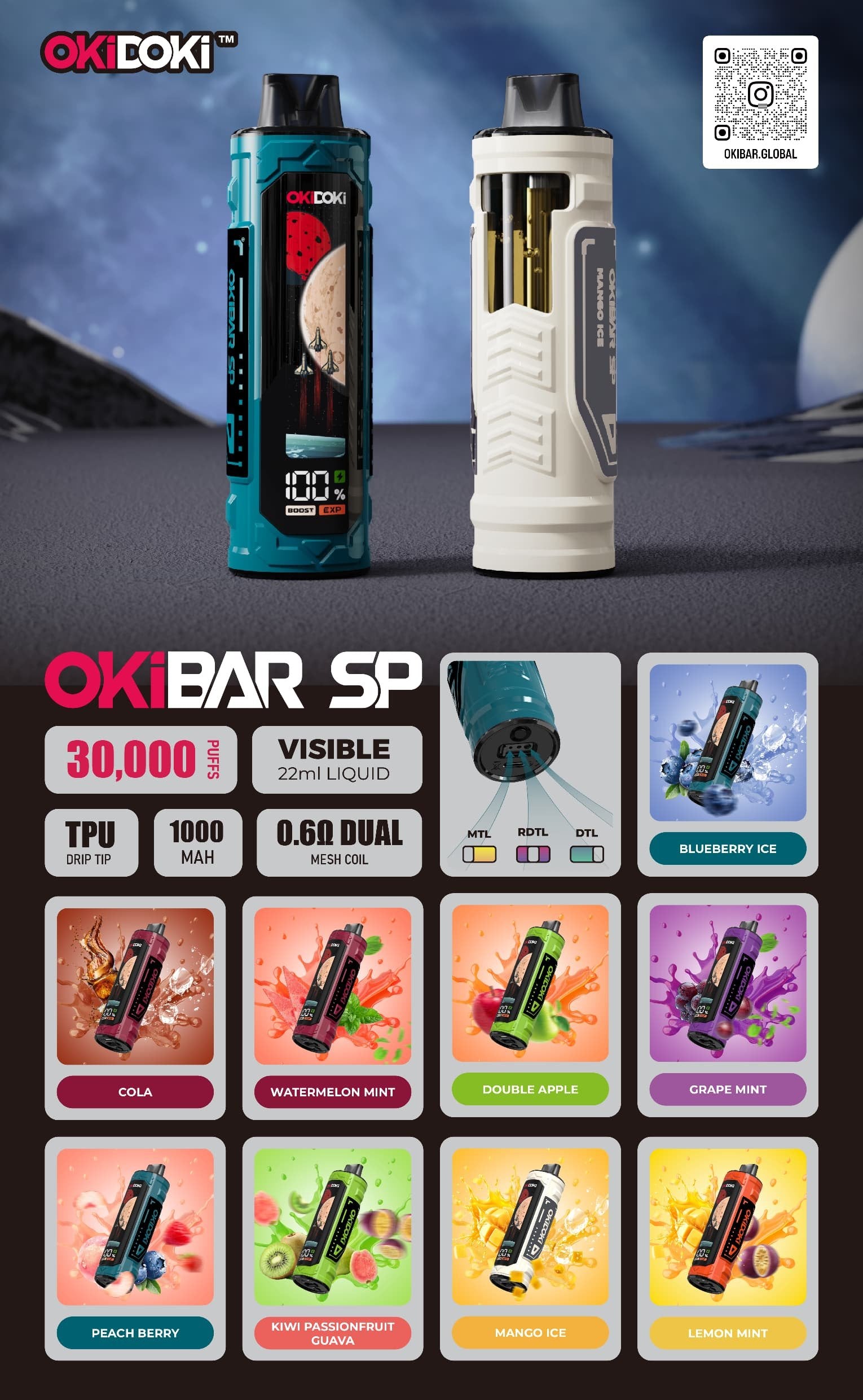 Okibar Sounds Pickup 30000 Puffs DTL Disposable Vape In UAE