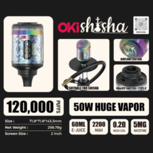 OKI Shisha 120000 Puffs 50W 60ml Huge Vapor in Dubai