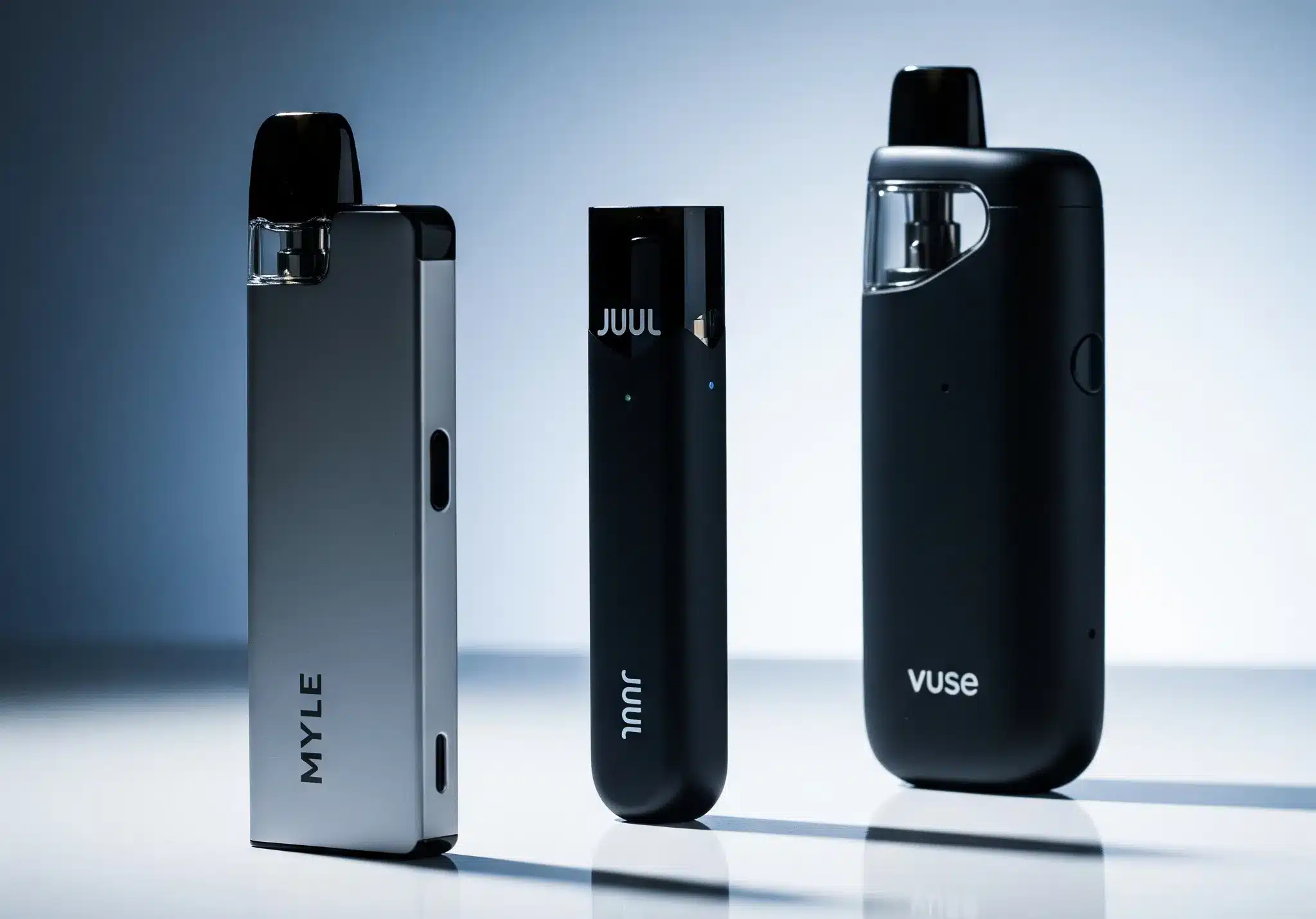 comparison Myle vs JUUL vs Vuse